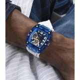 Guess Phoenix Analog Blue Dial White Silicone Strap Watch For Men - GE0499G6