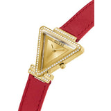 Guess Fame Quartz Gold Dial Red Leather Strap Watch For Women - GW0504L2