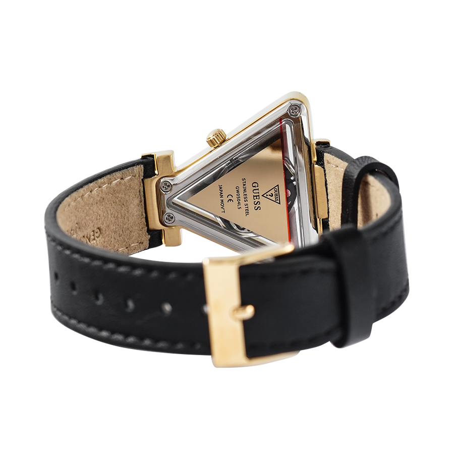 Guess Fame Quartz Black Dial Black Leather Strap Watch For Women - GW0504L5
