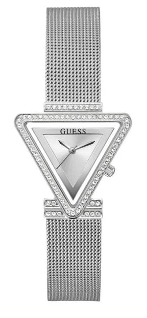 Guess Quartz Silver Dial Silver Mesh Strap Watch For Women - GW050L1