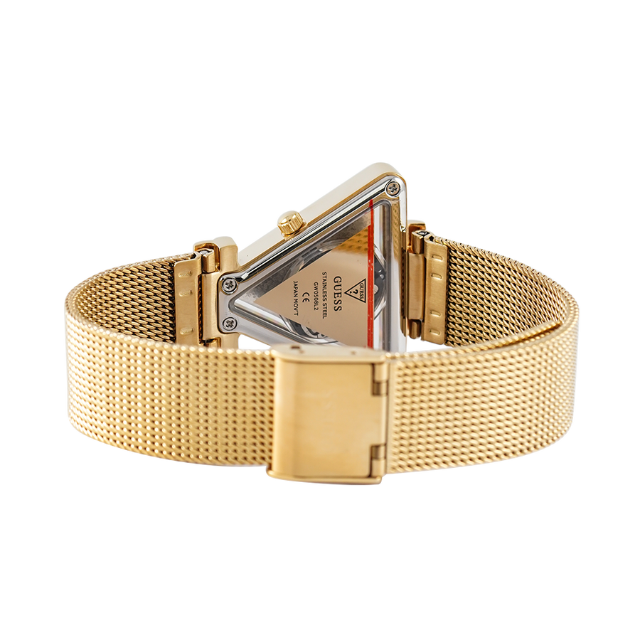 Guess Fame Diamonds Gold Dial Gold Mesh Bracelet Watch for Women - GW0508L2