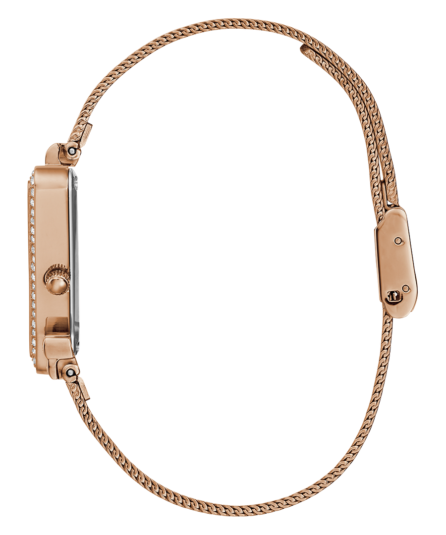Guess Dream Crystals Rose Gold Dial Rose Gold Mesh Bracelet Watch For Women - GW0550L3