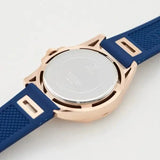 Guess Queen Quartz Crystals Rose Gold Dial Blue Silicone Strap Watch For Women - GW0536L5