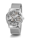 Guess Gadget Silver Dial Silver Mesh Bracelet Watch for Men - GW0538G1