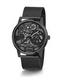 Guess Gadget Black Dial Black Mesh Bracelet Watch for Men - GW0538G3