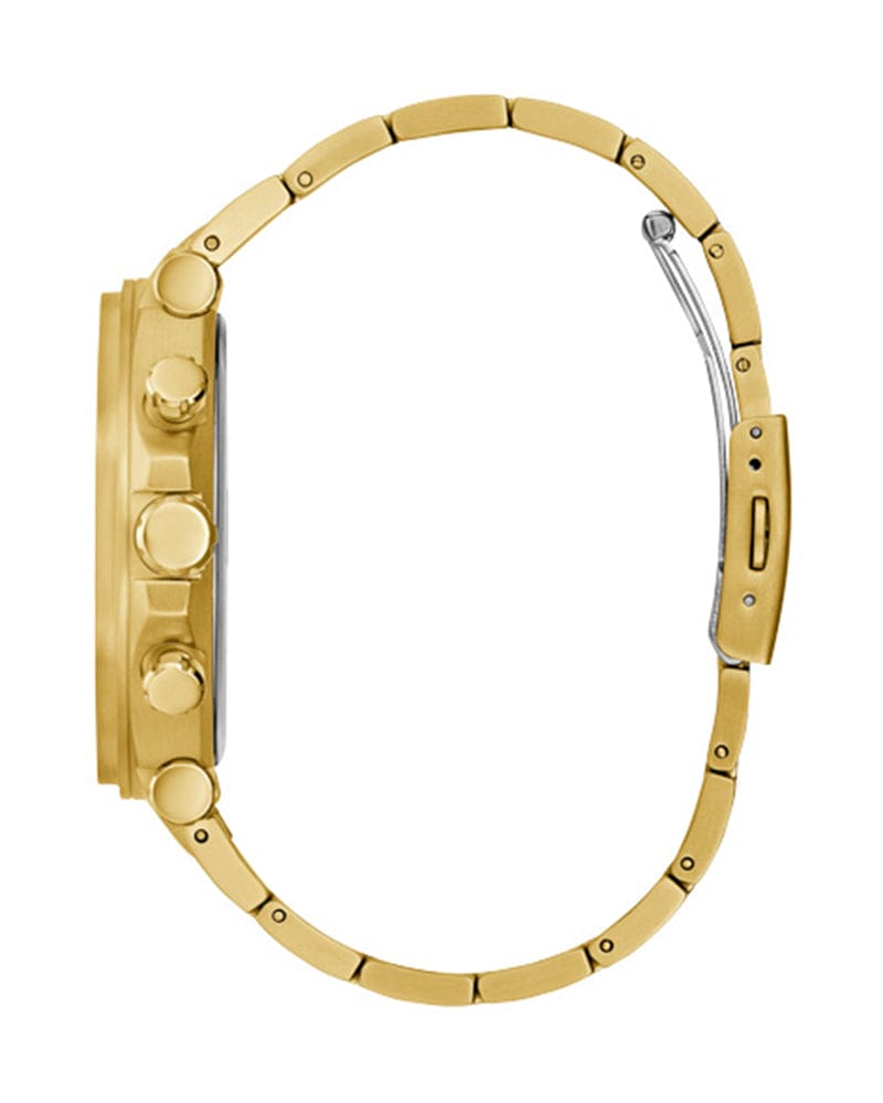 Guess Edge Chronograph Black Dial Gold Steel Strap Watch For Men - GW0539G2