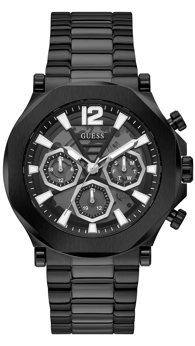Guess Edge Chronograph Black Dial Black Steel Strap Watch For Men - GW0539G3