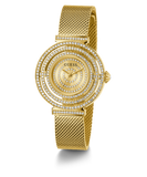 Guess Dream Quartz Gold Dial Gold Mesh Strap Watch For Women - GW0550L2