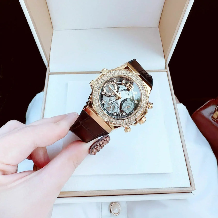 GW0553L4 Gold Watch with Diamonds