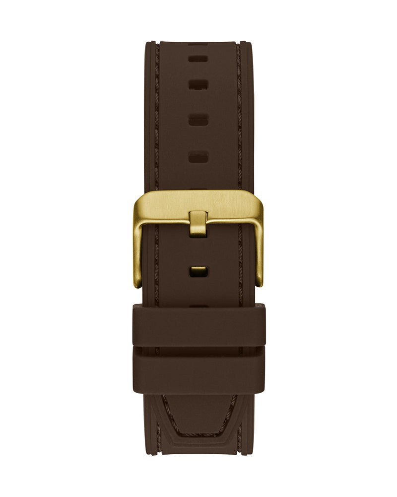 Guess Headline Chronograph Blue Dial Brown Silicone Strap Watch For Men - GW0571G5