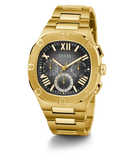 Guess Headliner Multifunction Black Dial Gold Steel Strap Watch For Men - GW0572G2