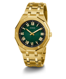 Guess Asset Quartz Green Dial Gold Steel Strap Watch For Men - GW0575G2