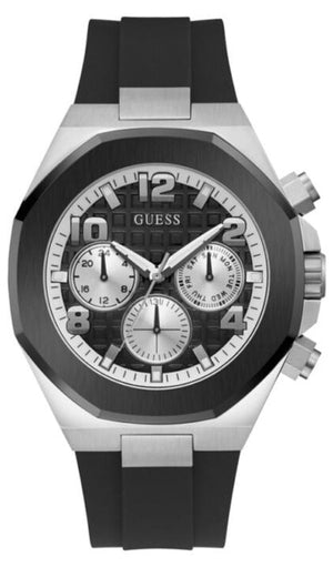 Guess Empire Chronograph Black Dial Black Silicon Strap Watch For Men - GW0583G1