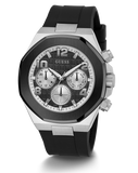 Guess Empire Chronograph Black Dial Black Silicon Strap Watch For Men - GW0583G1