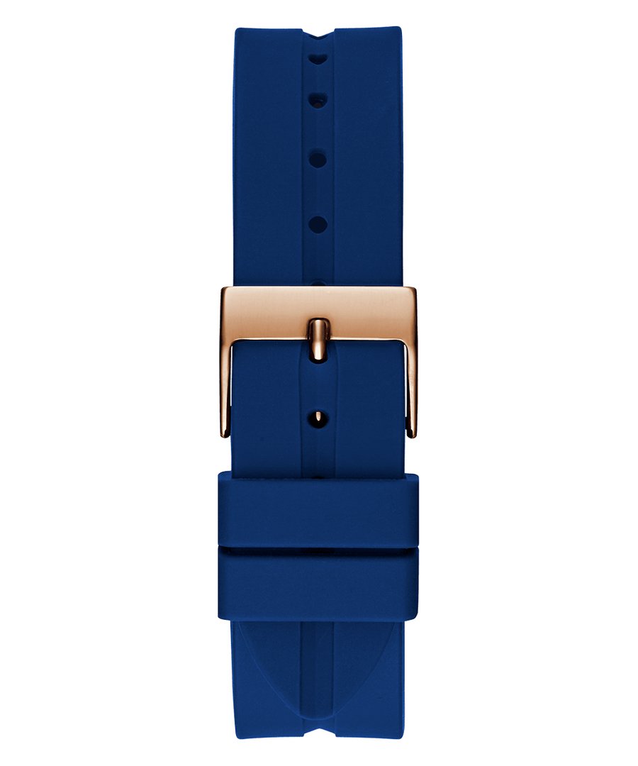 Guess Cubed Analog Rose Gold Dial Blue Leather Strap Watch For Women - GW0665L2