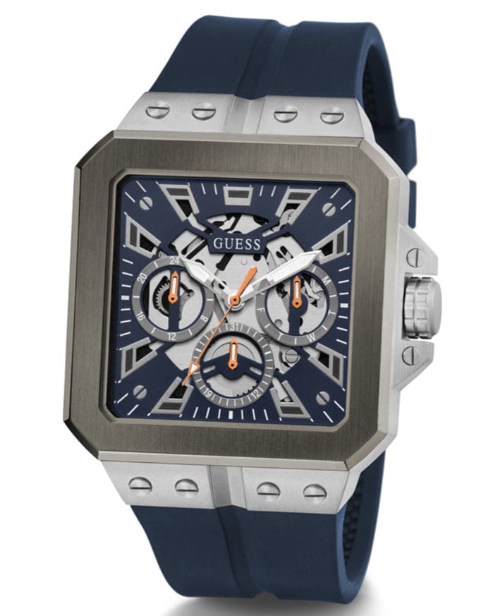 Guess Leo Chronograph Navy Blue Dial Blue Silicone Strap Watch For Men - GW0637G1