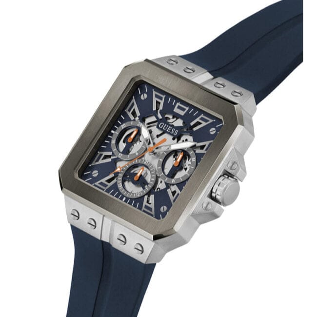 Guess Leo Chronograph Navy Blue Dial Blue Silicone Strap Watch For Men - GW0637G1