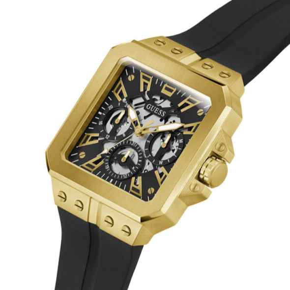 Guess Leo Multifunction Black Dial Black Silicone Strap Watch For Men - GW0637G2