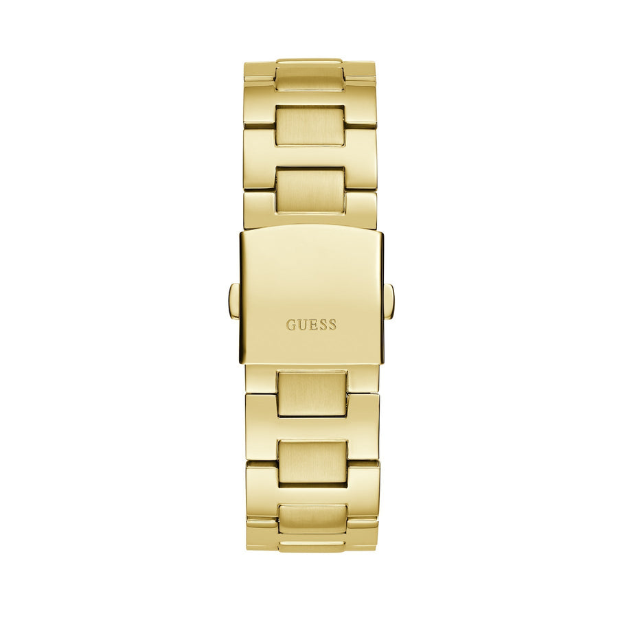 Guess Equity Analog Green Dial Gold Steel Strap Watch For Men - GW0703G2