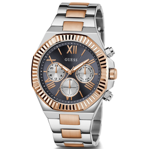 Guess Equity Multifunction Black Dial Two Tone Steel Strap Watch For Men - GW0703G4