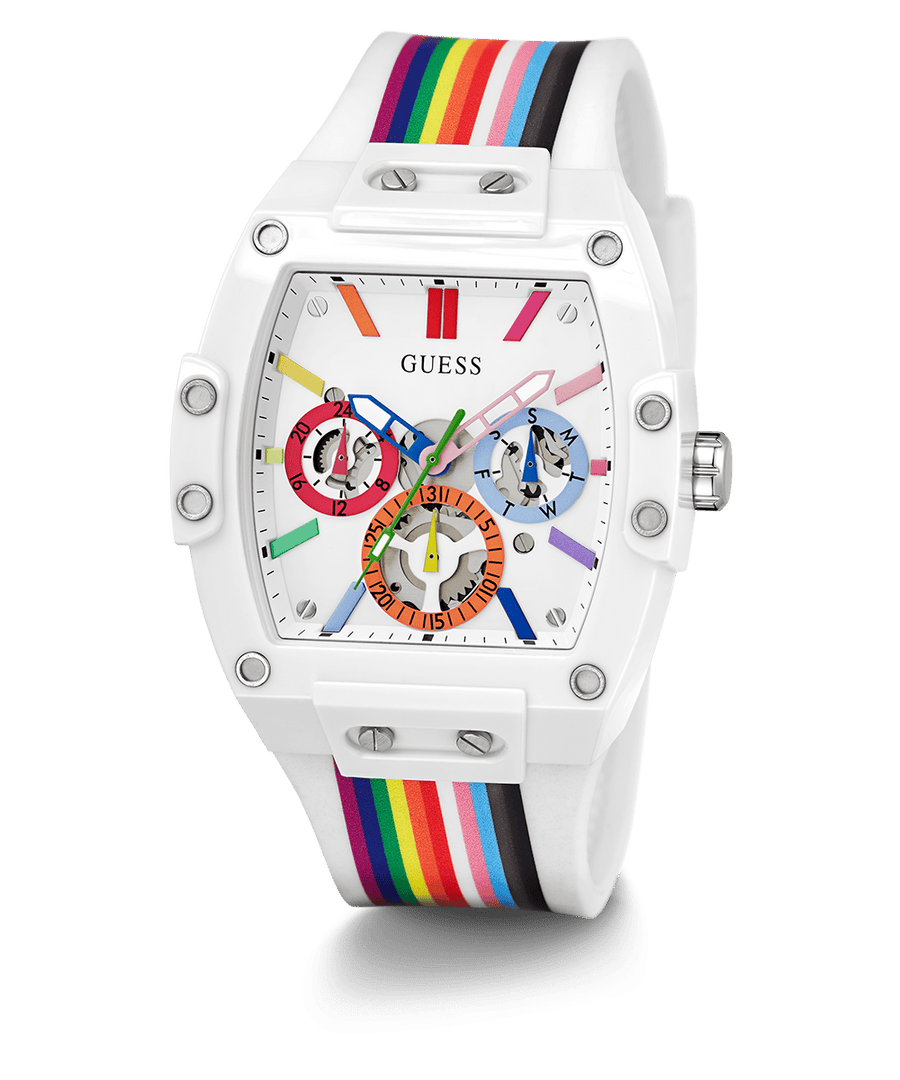 Guess Phoenix Analog White Dial White Silicone Strap Watch for Men - GW0720G1