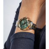 Guess Mist Analog Green Dial Two Tone Steel Strap Watch For Women - GW0723L1