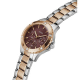 Guess Mist Analog Maroon Dial Two Tone Steel Strap Watch For Women - GW0723L2