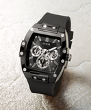 Guess Phoenix Multifunction Black Dial Black Rubber Strap Watch for Men - GW0203G3