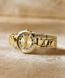 Guess Crystal Clear Analog Gold Dial Gold Steel Strap Watch for Women - GW0470L2