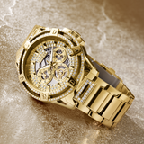 Guess Queen Quartz Gold Dial Gold Steel Strap Watch For Men - GW0497G2