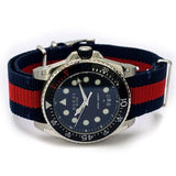 Gucci Dive Black Dial Red & Blue Nylon Strap Watch For Men - YA136210