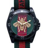 Gucci Dive Green & Red Dial Green & Red Nylon Strap Watch For Men - YA136216