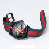 Gucci Dive Green & Red Dial Green & Red Nylon Strap Watch For Men - YA136216