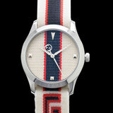 Gucci G Timeless Quartz White Dial Two Tone NATO Strap Watch For Men - YA1264071