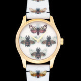 Gucci G Timeless Quartz White Dial White Leather Strap Watch For Women - YA1264109