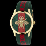 Gucci G Timeless Quartz Green & Red Dial Green & Red NATO Strap Watch For Men - YA126487A