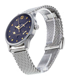 Gucci G-Timeless Motifs Moon Phase Blue Dial Silver Mesh Bracelet Watch For Men - YA126328