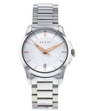 Gucci G Timeless Silver Dial Silver Steel Strap Watch For Women - YA126523