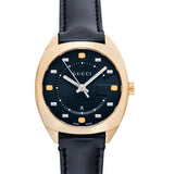 Gucci GG2570 Quartz Black Dial Black Leather Strap Watch For Women - YA142408