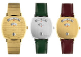 Gucci Grip Yellow Gold Dial Maroon Leather Strap Unisex Watch - YA157411