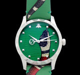 Gucci G Timeless Le Marche Des Merveilles Green Dial Green Leather Strap Watch for Women - YA1264081