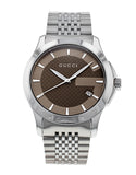 Gucci G Timeless Brown Dial Silver Steel Strap Watch For Men - YA126406