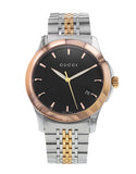 Gucci G Timeless Black Dial Two Tone Steel Strap Watch For Men - YA126410