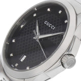 Gucci G Timeless Diamonds Black Dial Silver Steel Strap Watch For Men - YA126456