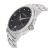 Gucci G Timeless Diamonds Black Dial Silver Steel Strap Watch For Men - YA126456