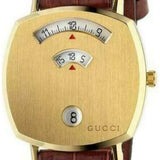 Gucci Grip Quartz Gold Dial Maroon Leather Strap Watch For Women - YA157402