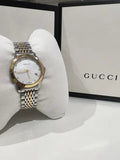 Gucci G Timeless Diamonds Mother of Pearl Dial Two Tone Mesh Bracelet Watch for Women - YA126513