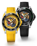 Gucci Dive Tiger Yellow Dial Yellow Rubber Strap Watch For Men - YA136317