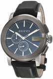 Gucci G Chrono Black Dial Black Leather Strap Watch For Men - YA101205