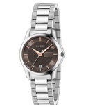 Gucci G Timeless Brown Dial Silver Steel Strap Watch For Women - YA126529